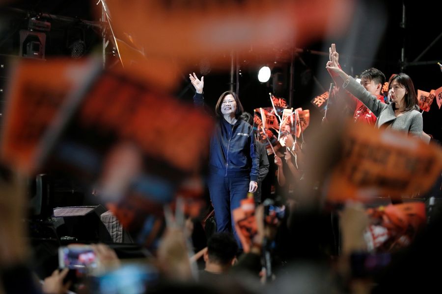 Taiwan President Tsai Ing-wen attends a campaign rally ahead of the presidential election in Taipei, Taiwan on 21 December 2019. (Tyrone Siu/Reuters)