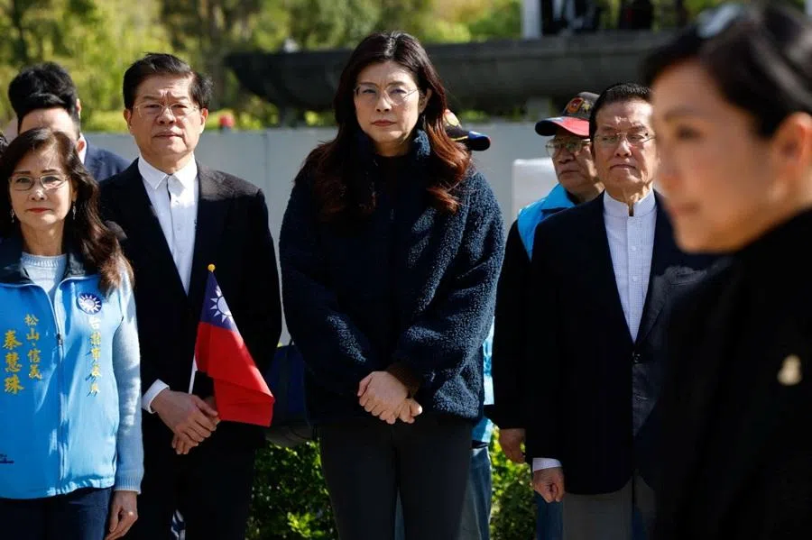 Cheng Li-wun, the chairwoman of Taiwan's largest opposition party the Kuomintang, attends an event in Taipei, Taiwan, on 12 March 2026.