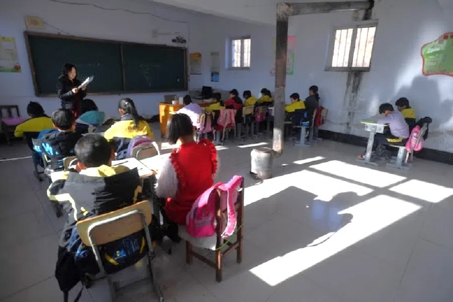 A class of 15 students at a primary school in Jinzhou, Liaoning province, on 25 November 2021.