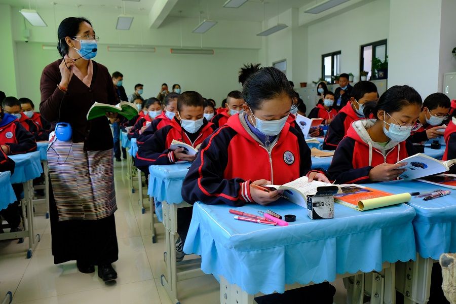 Tibetan students attending lessons.