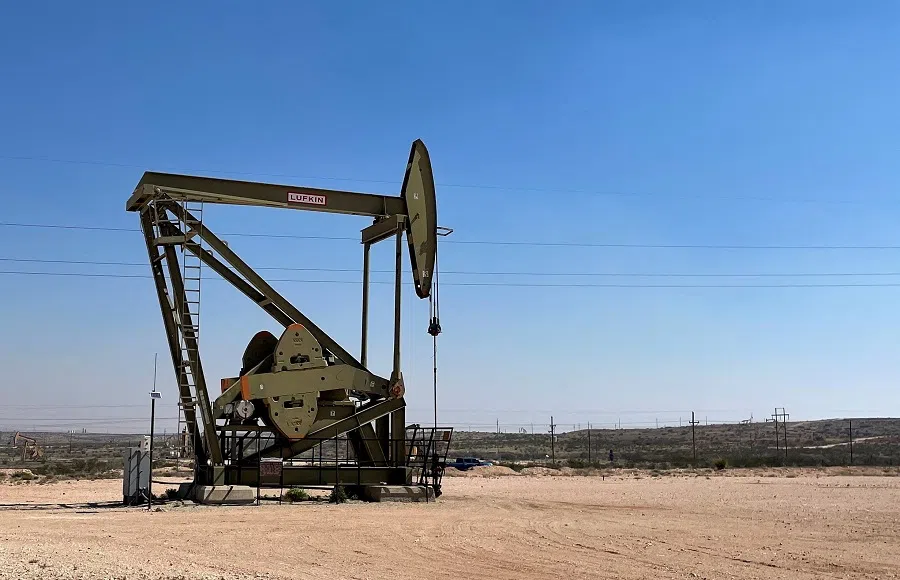 An oil pumpjack is pictured in the Permian basin, Loco Hills regions, New Mexico, US, on 6 April 2023.