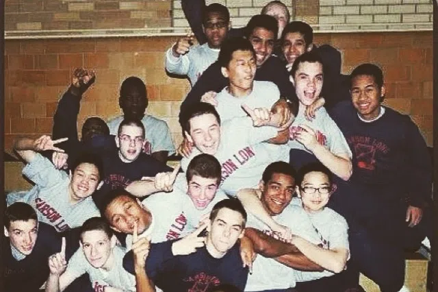 A group photo of the author aged 14 with his classmates on the first year of military high school (the author is in the bottom left corner). (Lu Lingming)