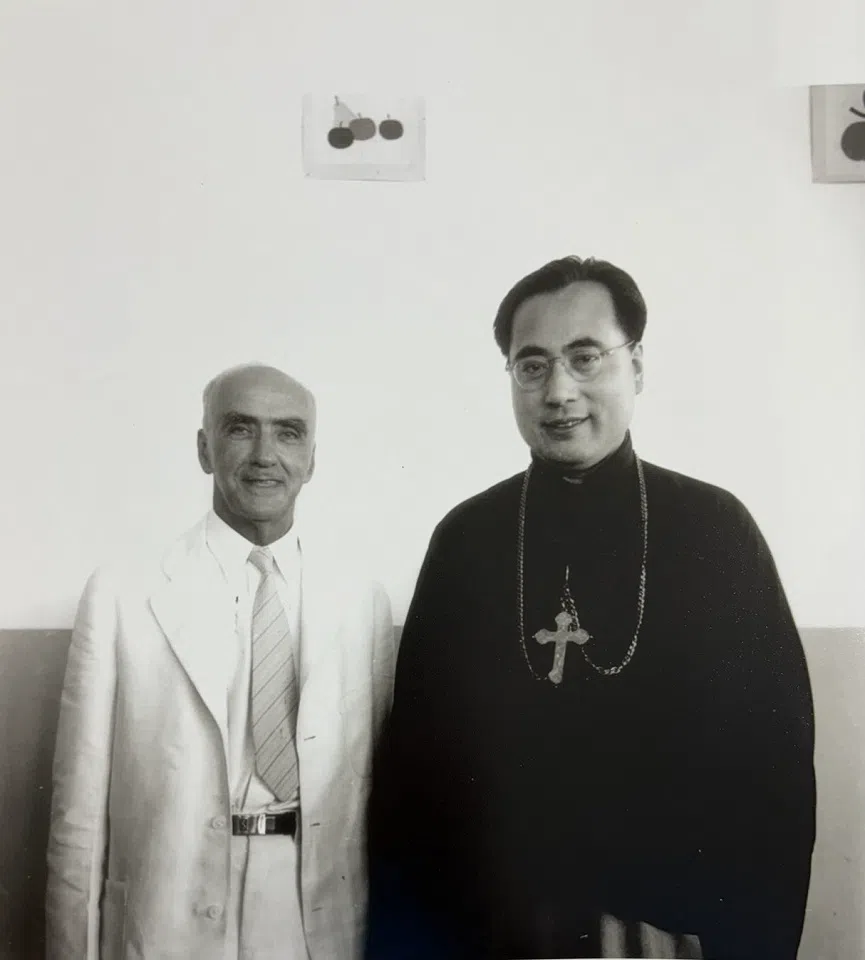 Cardinal Paul Yu Pin of Nanjing with US ambassador to China John Leighton Stuart, 1948.