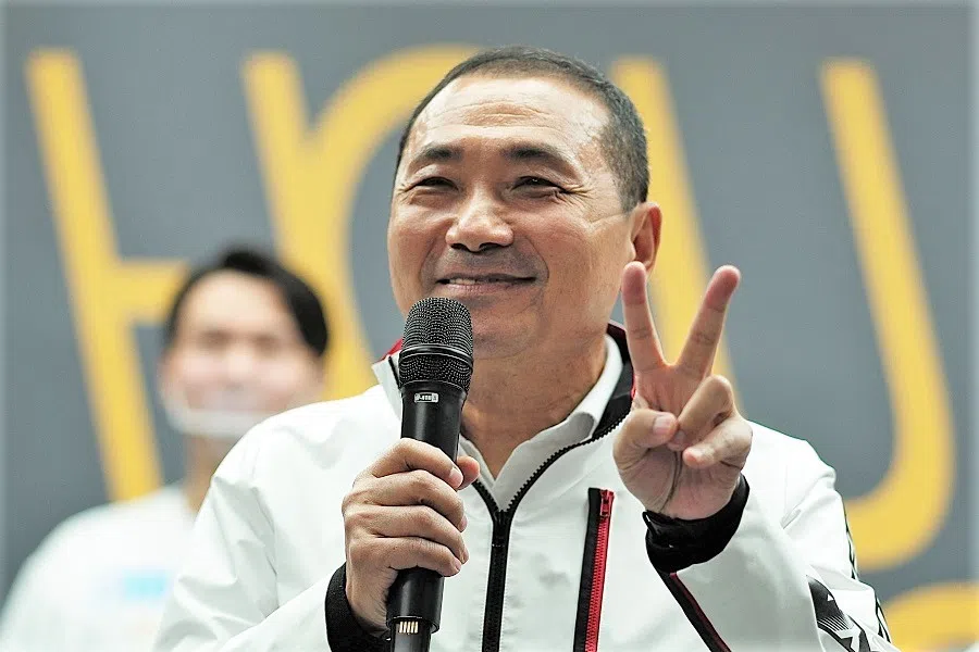 Hou You-yi, New Taipei City mayor candidate from the Kuomintang (KMT), gestures during an elections campaign in New Taipei City, Taiwan, on 4 November 2022. (Sam Yeh/AFP)