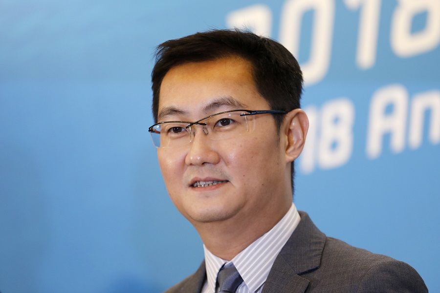 Pony Ma, CEO and co-founder of Tencent Holdings Ltd., speaks during a news conference in Hong Kong, China, on 21 March 2019. (Justin Chin/Bloomberg)