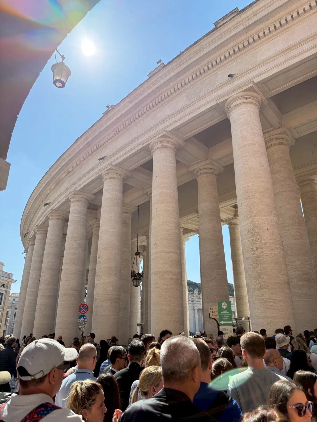 Visitors and pilgrims from around the world queue to enter St. Peter’s Basilica, April 2025.
