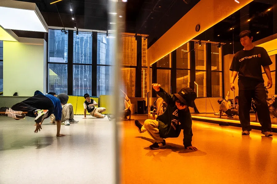 Zhuangzhuang practising his moves in the dance studio.