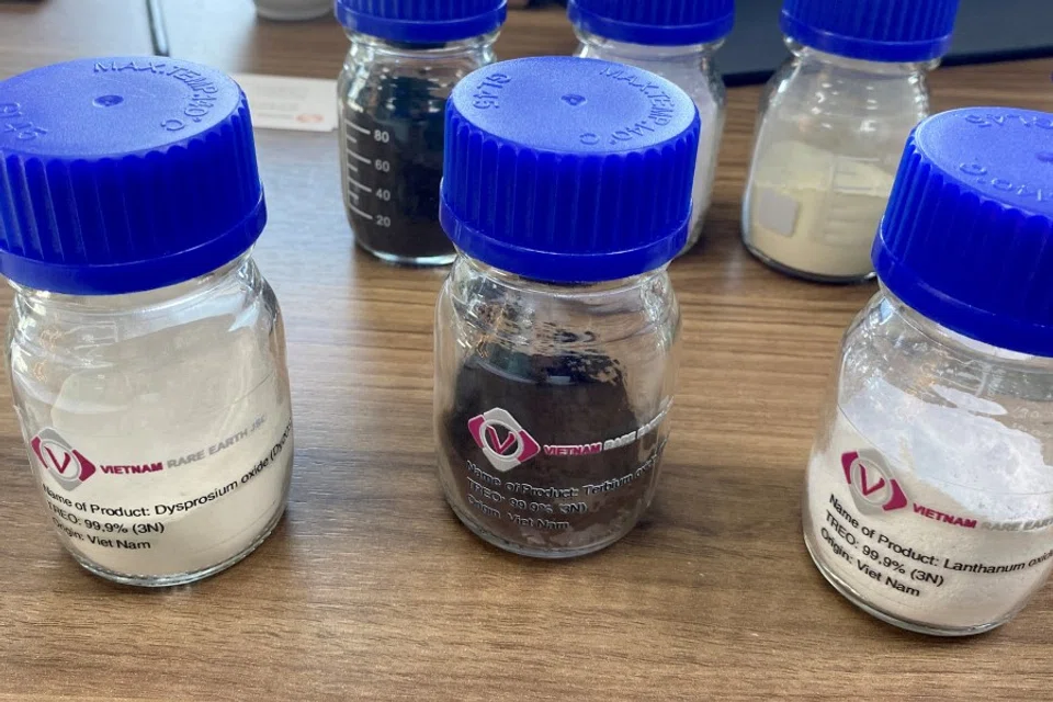 Rare earth oxide samples are seen at mining company VTRE in Hanoi, Vietnam, on 7 September 2023. (Francesco Guarascio/Reuters)