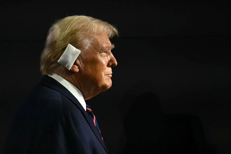 US former President and 2024 Republican presidential candidate Donald Trump attends the third day of the 2024 Republican National Convention at the Fiserv Forum in Milwaukee, Wisconsin, on 17 July 2024.  (Patrick T. Fallon/AFP)