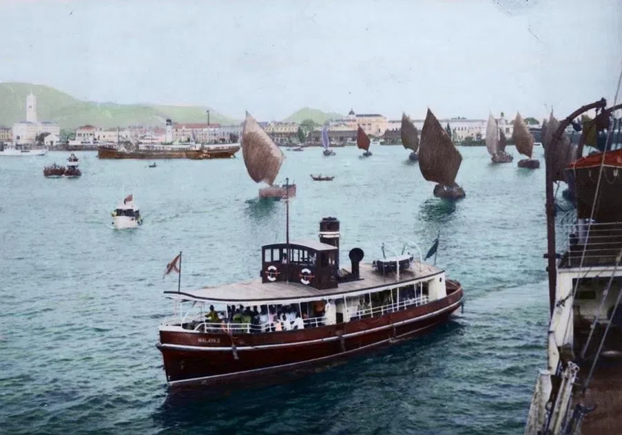 Penang Port, Malaya, in the 1910s, a crucial port in the Straits Settlements.