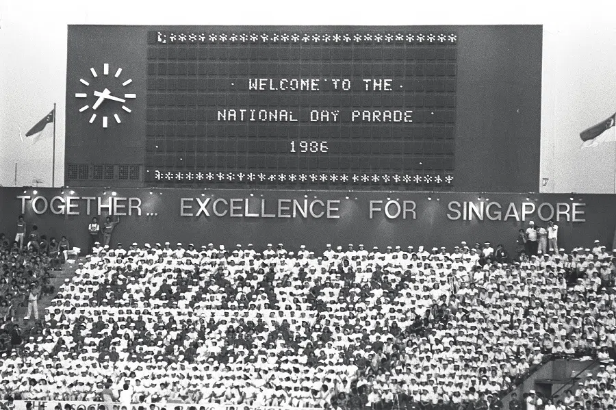 The National Day Parade in 1986 was the first time where the emcees spoke entirely in English. (SPH Media)