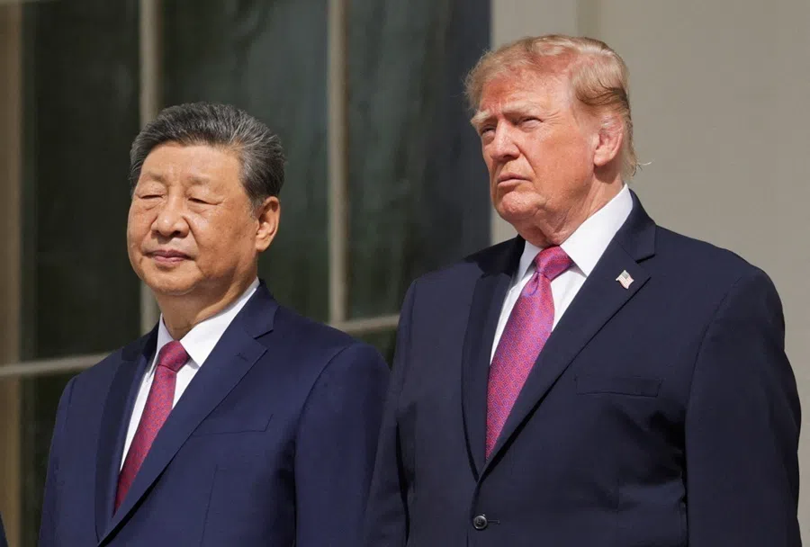 US President Donald Trump and Chinese President Xi Jinping watch a military demonstration from a balcony of the White House in Washington, DC, US, 24 September 2026.