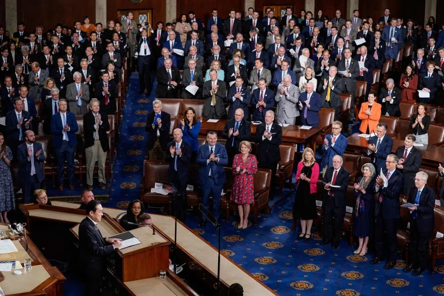 Japanese Prime Minister Fumio Kishida addresses a joint meeting of Congress at the US Capitol in Washington, DC, on 11 April 2024. (Drew Angerer/AFP)