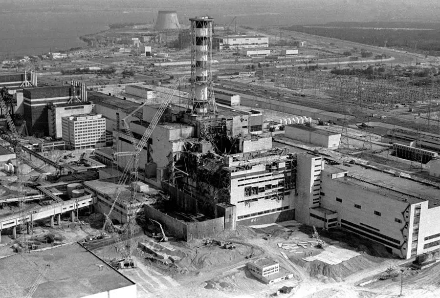 Aerial view of the Chernobyl nuclear power plant's fourth reactor, in this May 1986 file photo. Chernobyl's Number Four reactor caught fire and exploded in April 1986, sending a radioactive cloud of dust over Ukraine, Belarus, Russia and other parts of Europe. (Reuters)