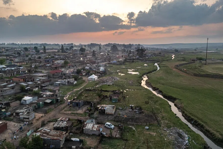 This aerial view shows an informal settlement in Ermelo, South Africa, on 26 September 2025. (Emmanuel Croset/AFP)