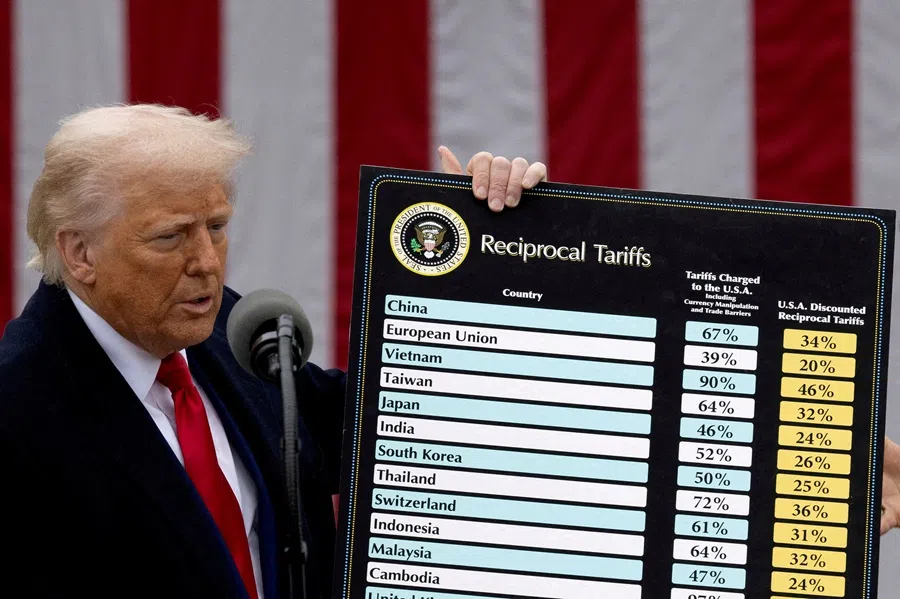 US President Donald Trump delivers remarks on tariffs in the Rose Garden at the White House in Washington, DC, US, on 2 April 2025.  (Carlos Barria/Reuters)