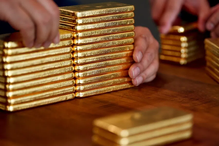 Gold bars at Le Freeport, Singapore, on 16 October 2020.