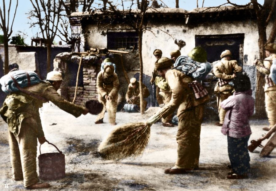 1948: As the PLA passed through farming areas, they won people over by cleaning up the areas.