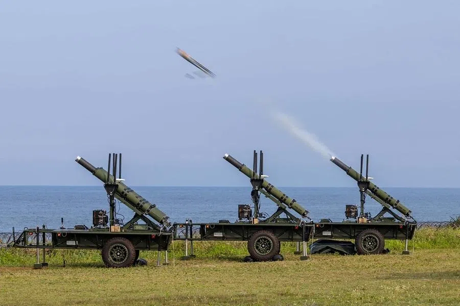A handout photo from Taiwan Military News Agency (MNA) taken on 3 June 2026 shows Taiwanese military conducting live-fire with Altius-600M UAVs on maritime targets.