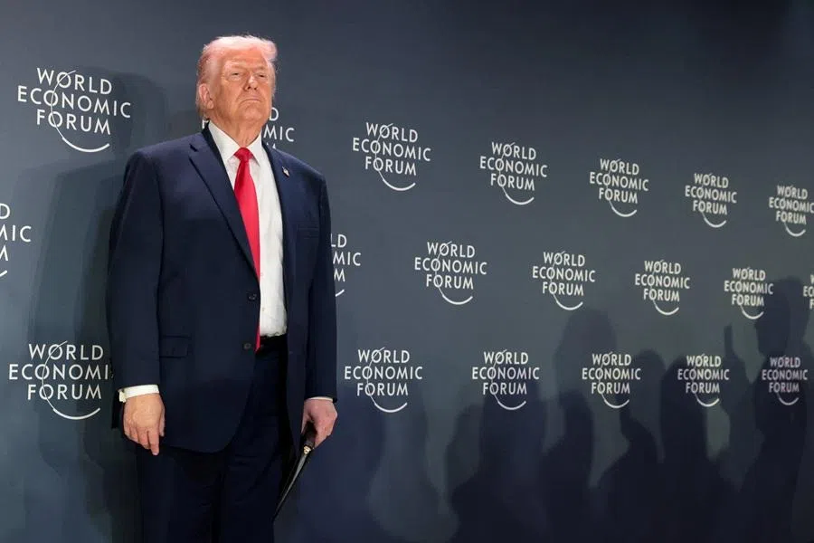 U.S. President Donald Trump attends a reception with business leaders during the 56th annual World Economic Forum (WEF), in Davos, Switzerland, on 21 January 2026.