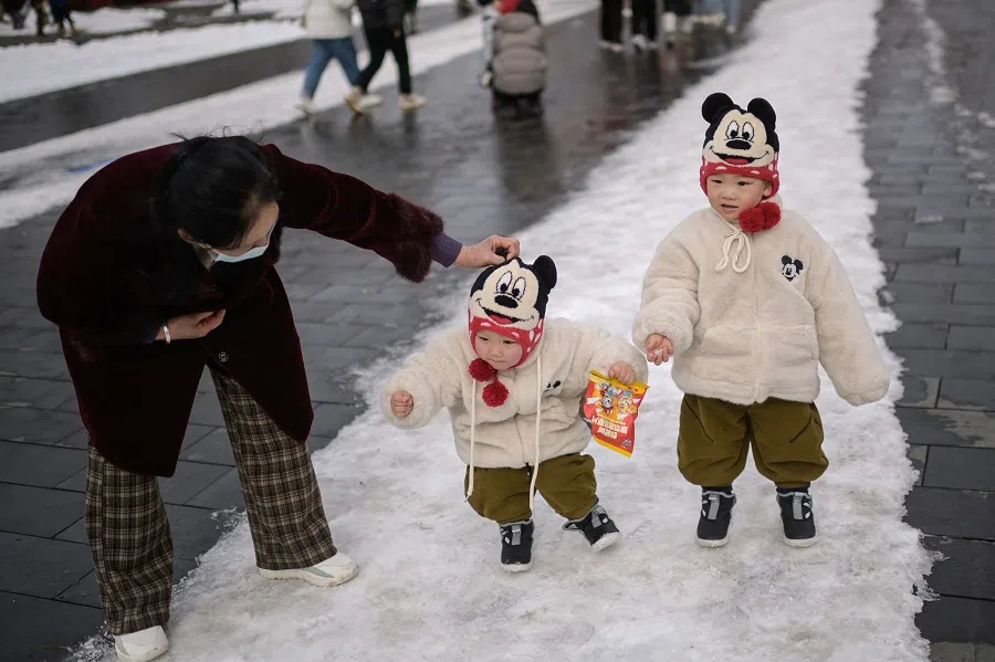 Children visit the Forbidden City in Beijing, China, on 21 February 2024. (Pedro Pardo/AFP)