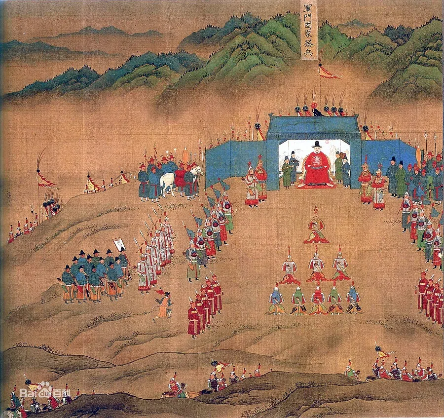 Ming Dynasty, The Fan Minority Conquered (《平番得胜图》), partial, National Museum of China. (Internet)