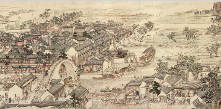 Xu Yang, Prosperous Suzhou (《姑苏繁华图》), partial, Liaoning Provincial Museum. (Internet)