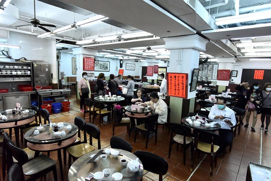 In this photo taken on 11 March 2020, diners, albeit few, are seen dining at the Lin Heung Tea House. (HKCNA/CNS)
