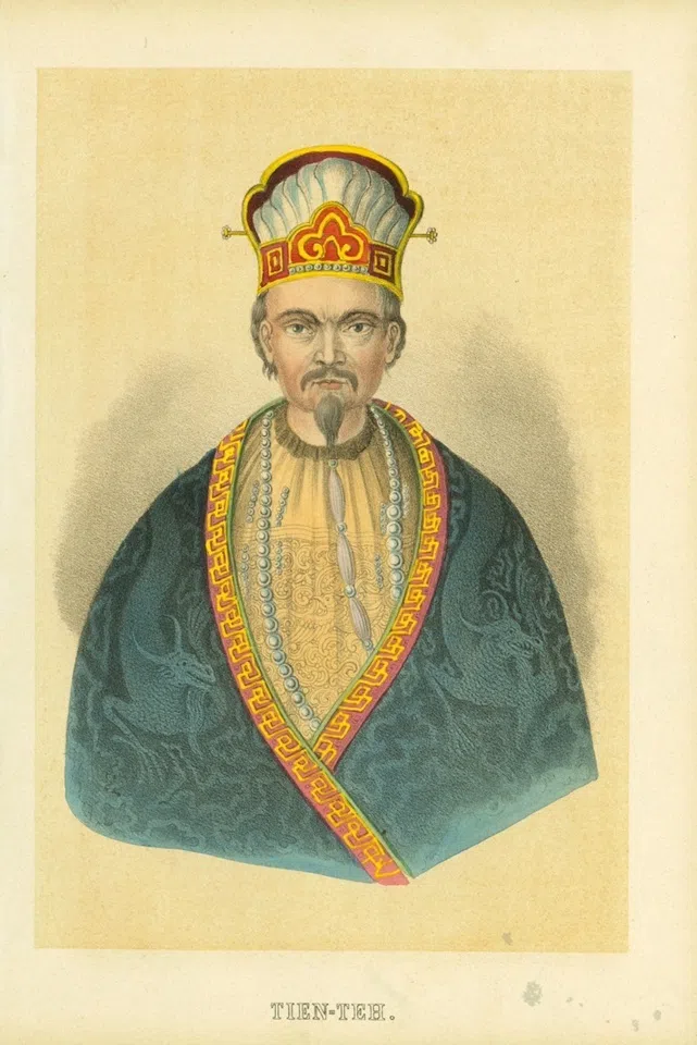 Hong Xiuquan, Heavenly King of the Taiping Heavenly Kingdom, as depicted by a Western artist in 1864.