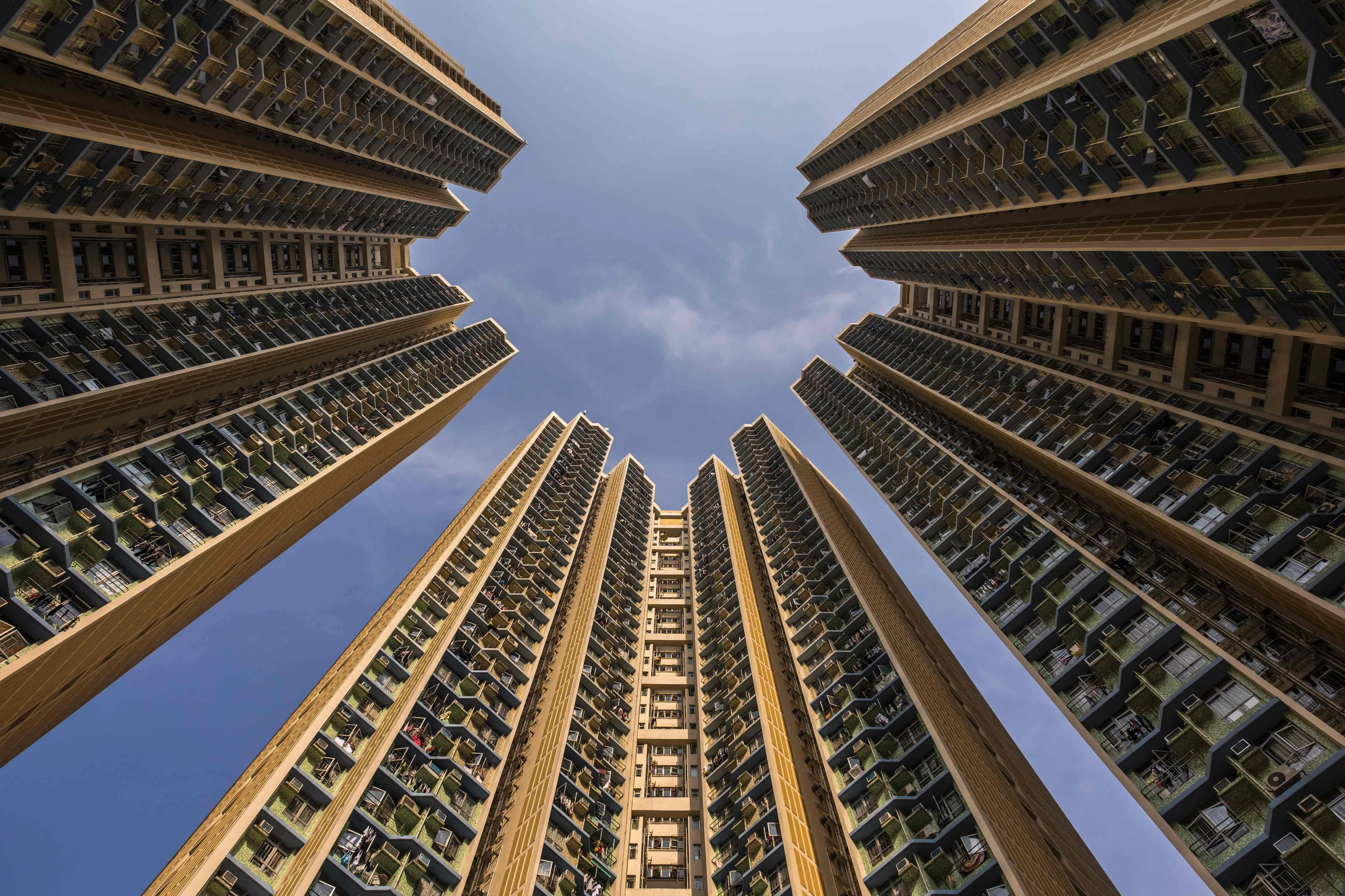This picture taken on 8 May 2024 shows apartment blocks at Choi Ming Court housing estate in Hong Kong.