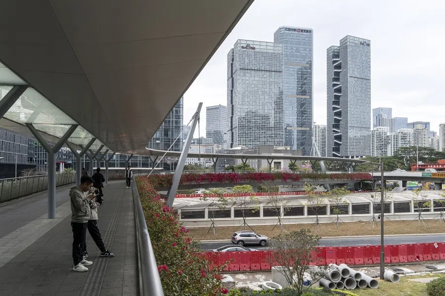 Signage for Baidu Inc. atop the Baidu Tower in Shenzhen, China, on 17 January 2024. Baidu in 2023 debuted Ernie - the country's earliest answer to OpenAI's ChatGPT - part of a development frenzy that's involved dozens of startups and tech leaders. (Shen Qilai/Bloomberg)