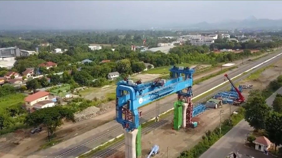 A screen grab from a video featuring an aerial view of the China-Thailand railway, October 2022. (Internet)