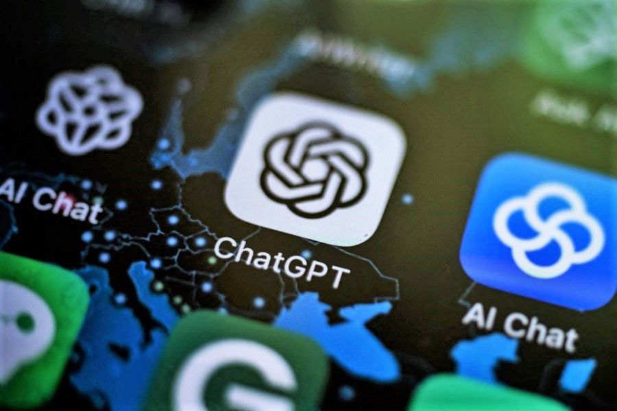 This illustration picture shows the AI (artificial intelligence) smartphone app ChatGPT surrounded by other AI apps in Vaasa, Finland, on 6 June 2023. (Olivier Morin/AFP)