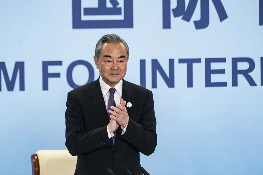 Wang Yi, China's foreign minister, during a news conference in Beijing, China, on 18 October 2023. (Qilai Shen/Bloomberg)