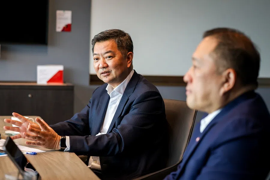 Mark Wang (left) noted that ASEAN is the top choice for Chinese companies going global. (Jonathan Yeap/SPH Media)