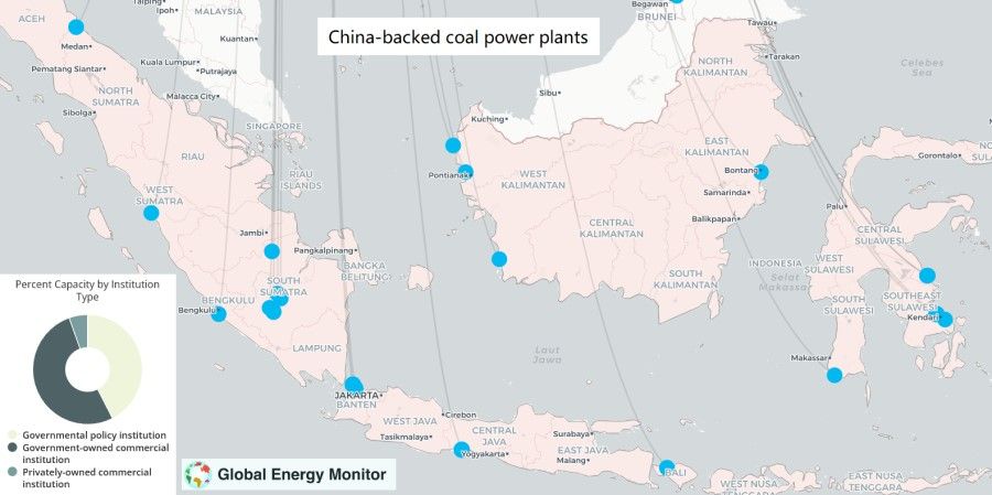 China-backed coal power plants in Indonesia. (Global Energy Monitor)