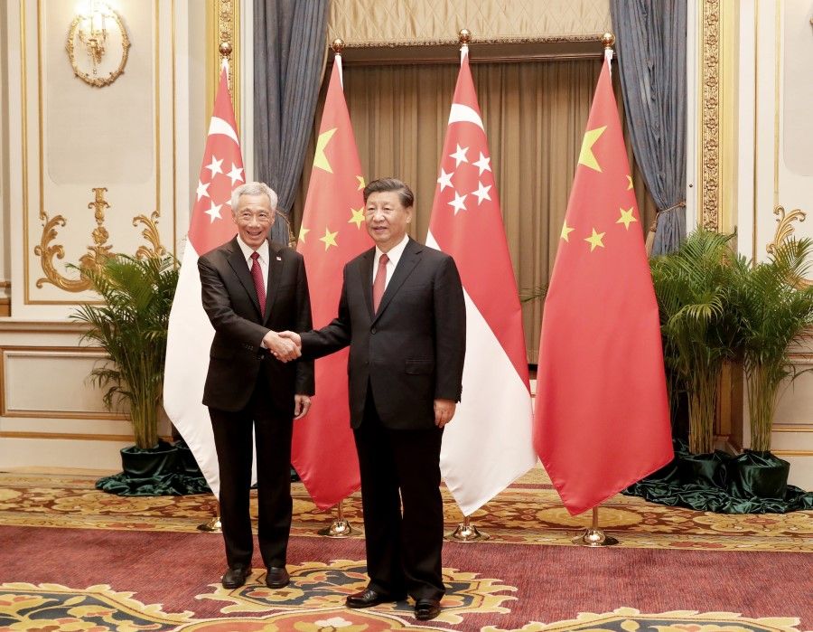 Singapore Prime Minister Lee Hsien Loong with China's President Xi Jinping bilateral meeting in Bangkok, Thailand on 17 November 2022 during the 29th Asia-Pacific Economic Cooperation (APEC) Economic Leaders' Summit. (SPH Media)