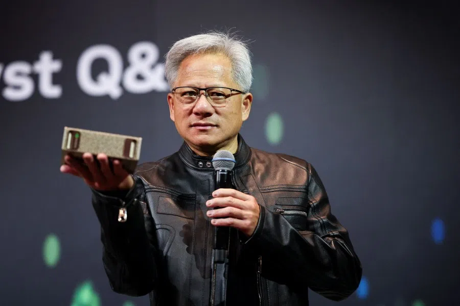 Jensen Huang, co-founder and CEO of Nvidia Corp, speaks during a news conference in Taipei on 21 May 2025.