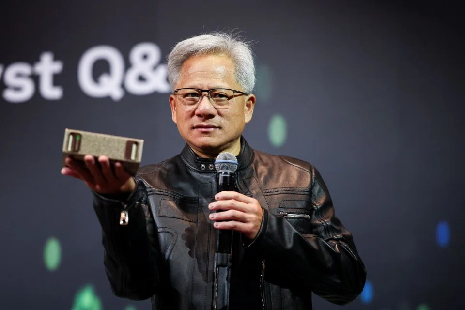 Jensen Huang, co-founder and CEO of Nvidia Corp, speaks during a news conference in Taipei on 21 May 2025. (I-Hwa Cheng/AFP)