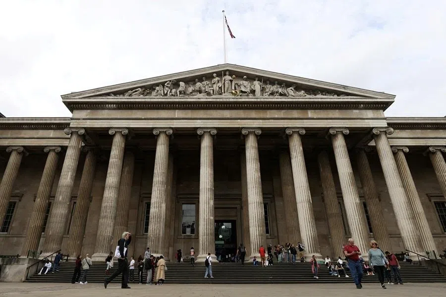 People walk in front of the British Museum in London, Britain, on 28 September 2023.