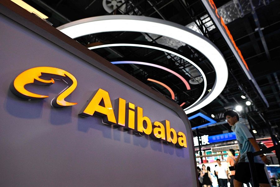 The logo of Alibaba is seen at the World Artificial Intelligence Conference (WAIC) in Shanghai, China, on 6 July 2023. (Wang Zhao/AFP)
