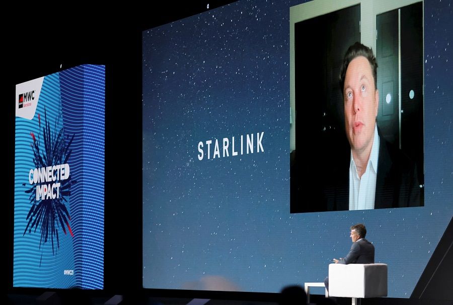 SpaceX founder Elon Musk speaks on a screen during the Mobile World Congress in Barcelona, Spain, 29 June 2021. (Nacho Doce/File Photo/Reuters)