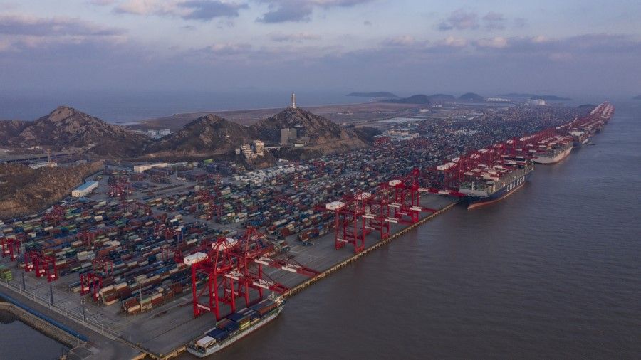 The Yangshan Deepwater Port in Shanghai, China, on 11 January 2022. (Qilai Shen/Bloomberg)