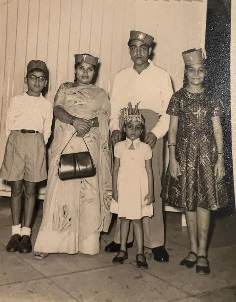 Kishore Mahbubani (left) with his parents and two sisters. (Kishore Mahbubani)