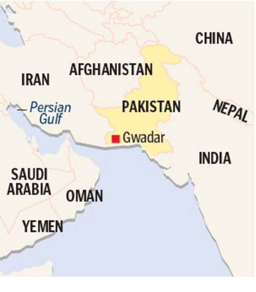 Map showing Gwadar, an Arabian Sea port city, which sits at the mouth of the Persian Gulf. (SPH Media)