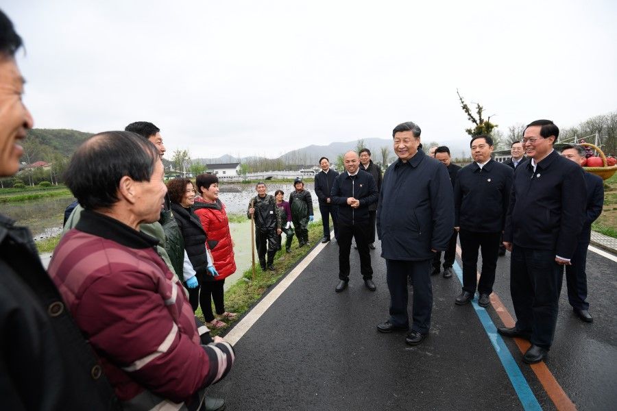 Chinese President Xi Jinping visiting a village in Zhejiang, March 30, 2020. (Xinhua)
