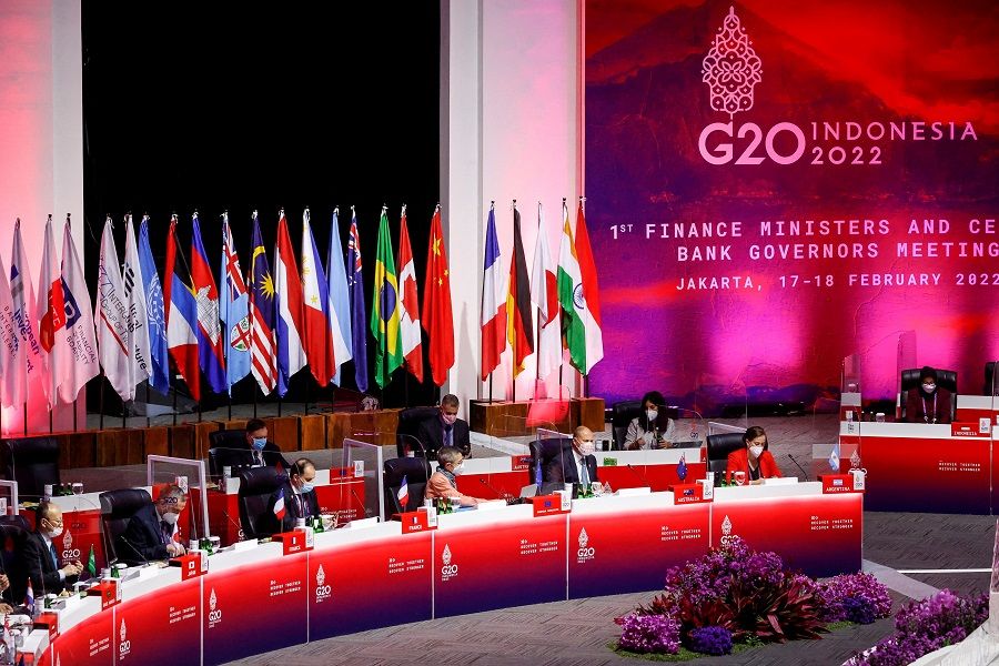 A general view of the opening ceremony of the G20 finance ministers and central bank governors meeting in Jakarta, Indonesia, 17 February 2022. (Mast Irham/Pool via Reuters/File Photo)
