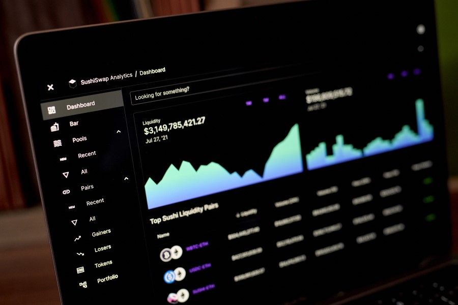 A website showing cryptocurrency trading on a laptop computer arranged in New York, US, 29 July 2021. (Gabby Jones/Bloomberg)