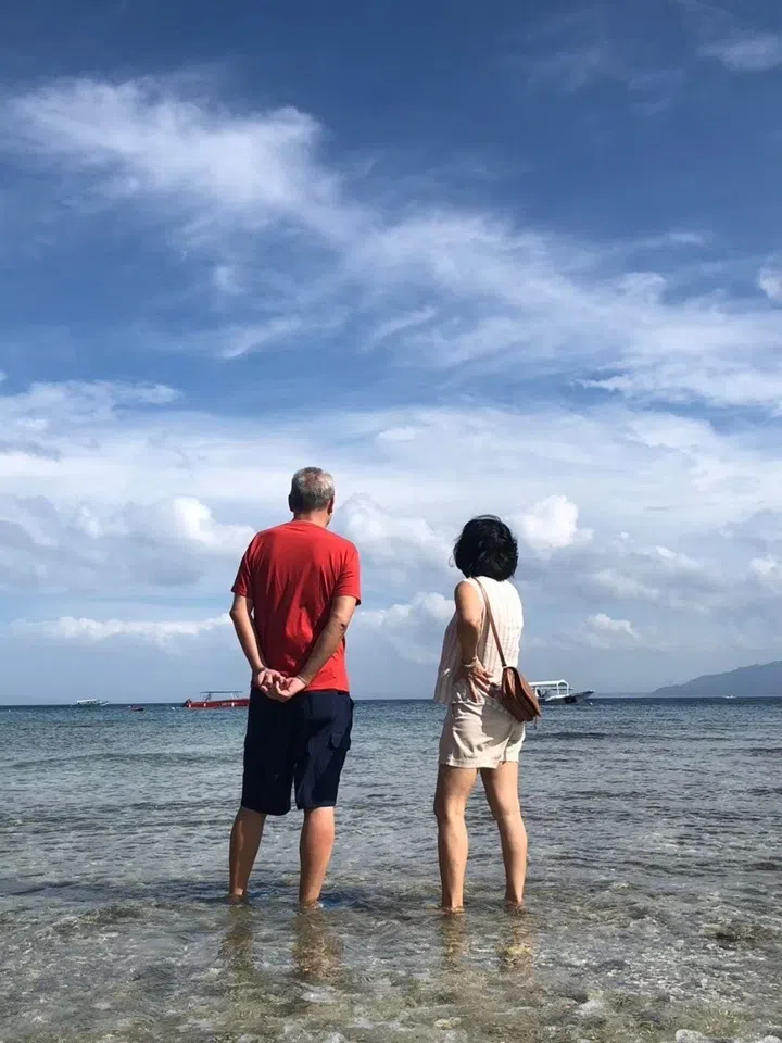 Maggie and me on the same beach in 2023.