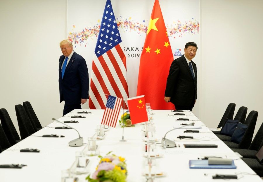 US President Donald Trump attends a bilateral meeting with China's President Xi Jinping during the G20 leaders summit in Osaka, Japan, 29 June 2019. (Kevin Lamarque/REUTERS)